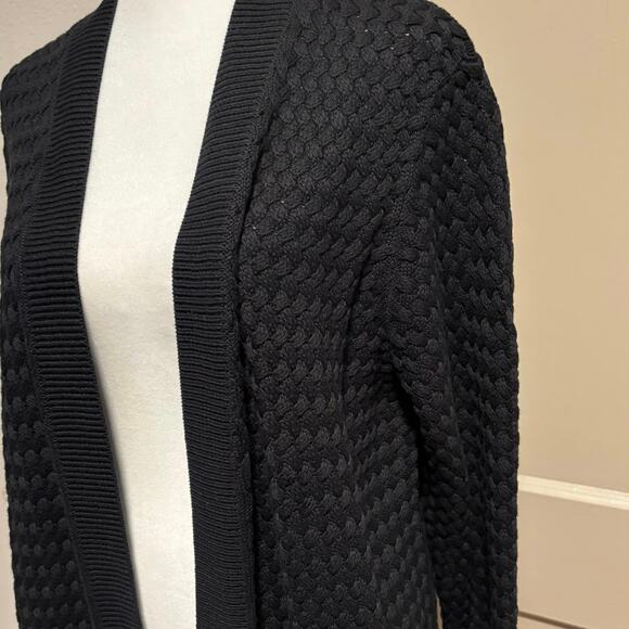 NEW LL Bean Size XL Cardigan Sweater Basketweave Black 100% Cotton - Picture 3 of 6